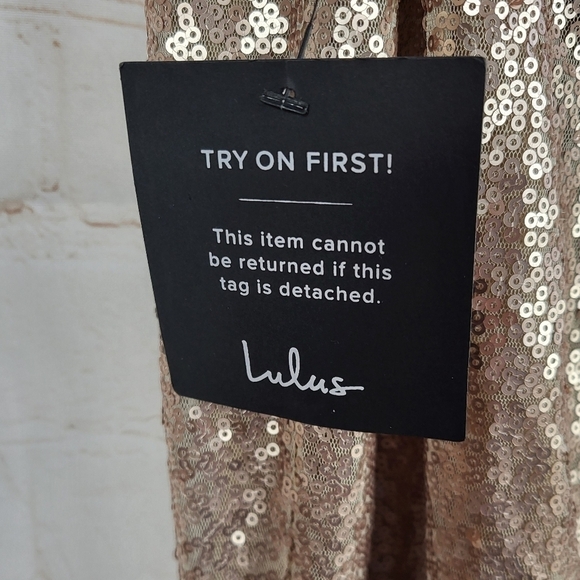 Lulu's Spectacular Moment Rose Gold Mermaid Maxi Sequin Dress Medium - Picture 10 of 13